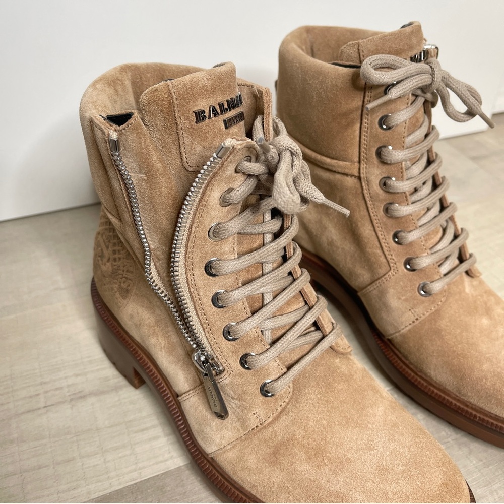 Balmain Tan Suede Ranger Army Lace-up Boots - Picture 8 of 16